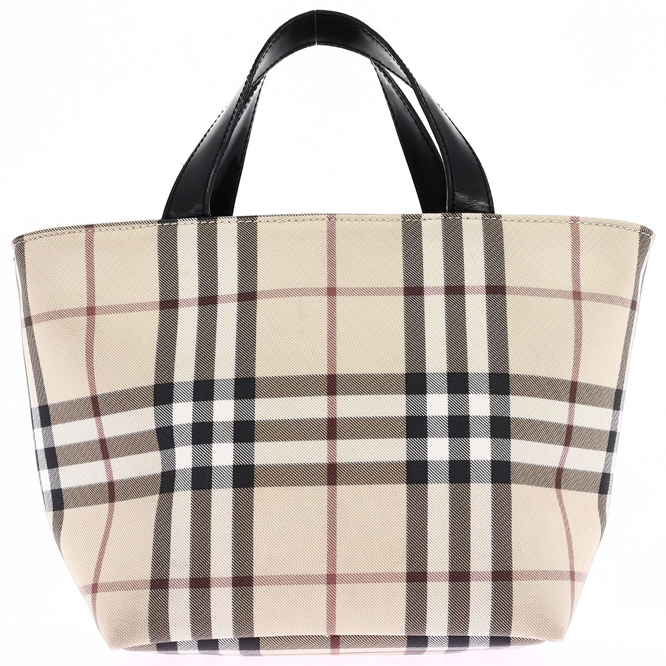 Burberry Sac cabas en Toil enduite imprimé check beige - Très bon état - Longueur 18 cm
