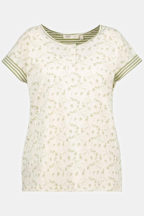 Pyjama-Shirt, Rundhals, Halbarm, Biobaumwolle
