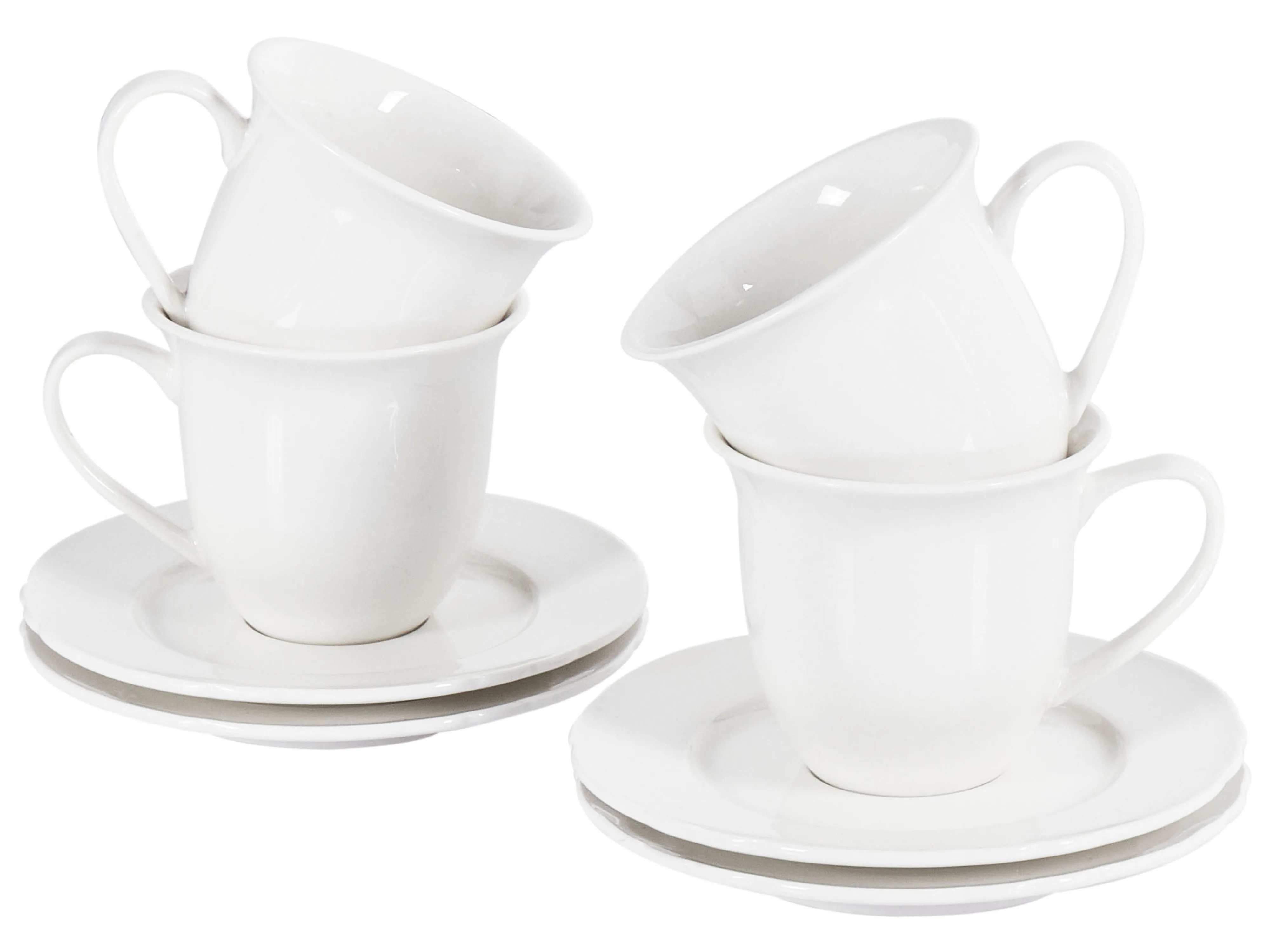 Set van 4 kopjes met schotels ELDERBERRY Porselein Wit