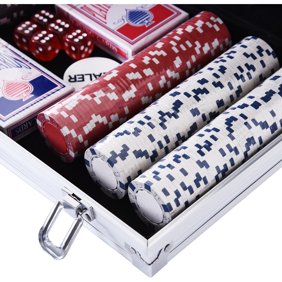 HOMCOM Pokerkoffer mit 300 Chips silber