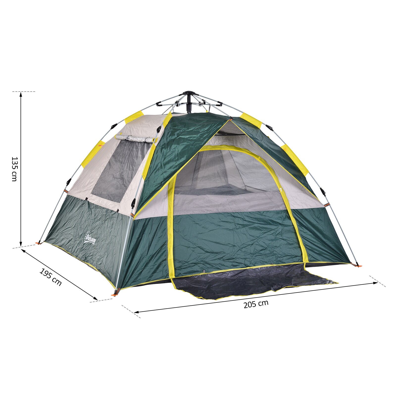 Outsunny Campingzelt für 3-4 Personen olivegrün 205 x 195 x 135 cm (LxBxH)