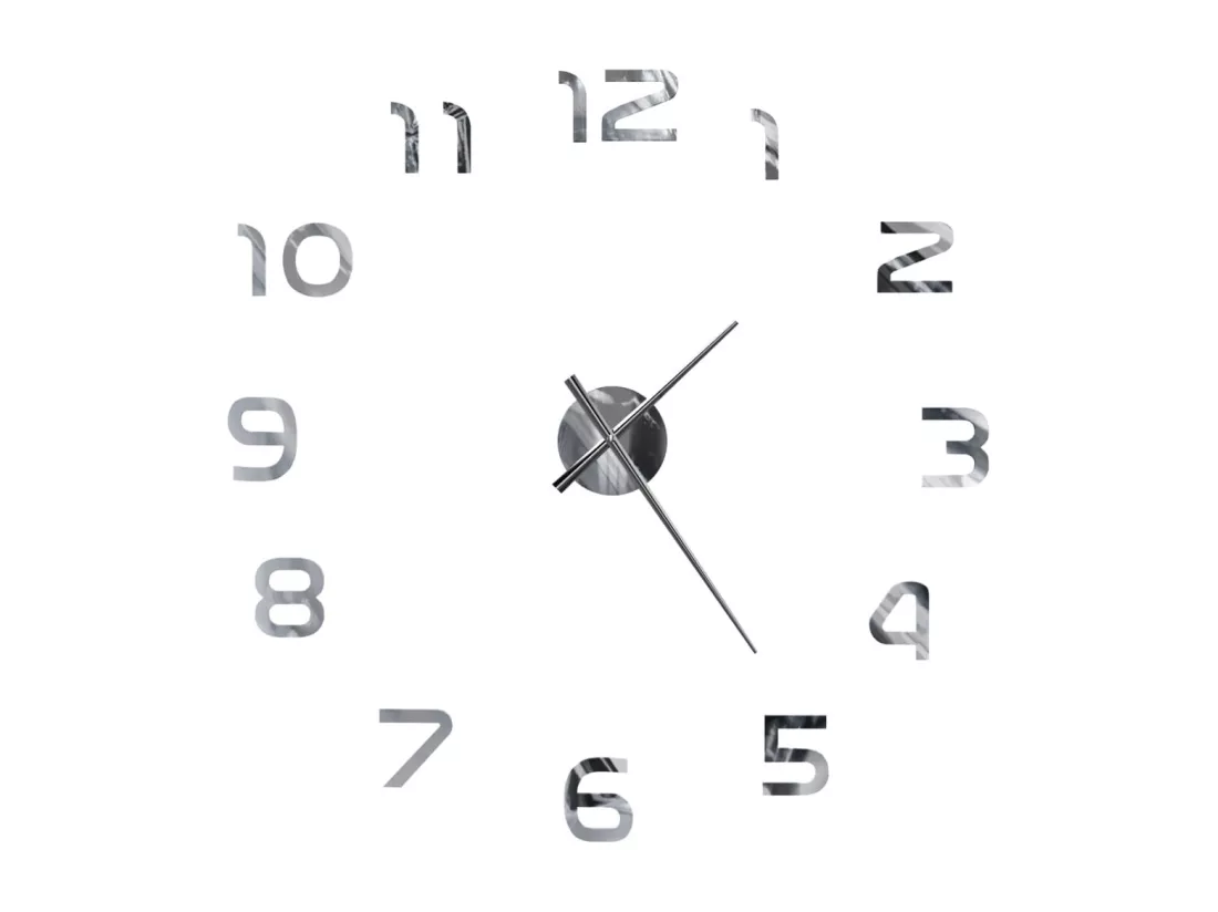 Horloge murale 3D Design moderne 100 cm XXL Argenté