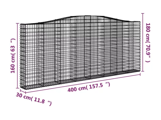 Paniers à gabions arqués 5 pcs 400x30x160-180 Fer galvanisé