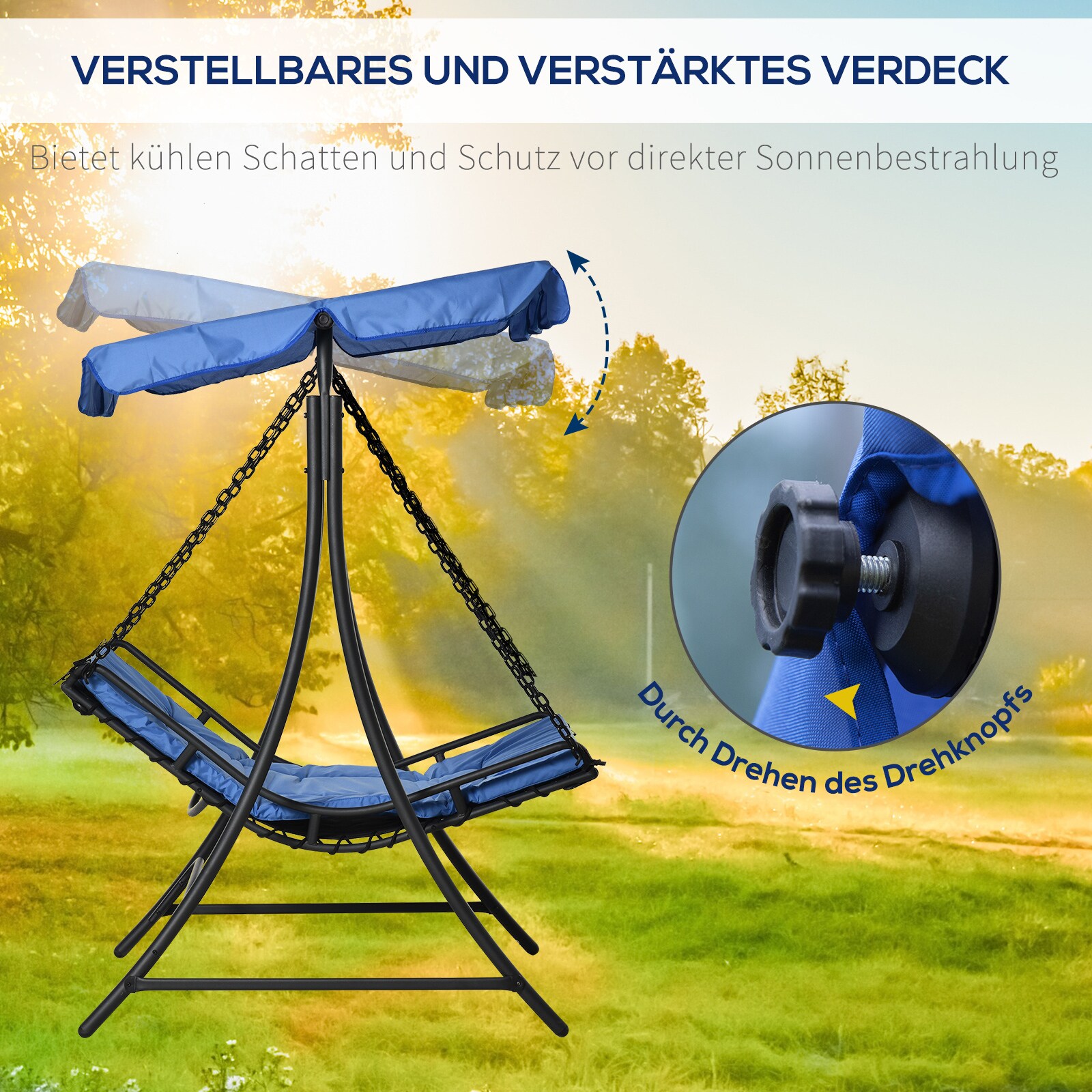 Outsunny Schwingliege mit Dach 160 x 117 x 173 cm (LxBxH)