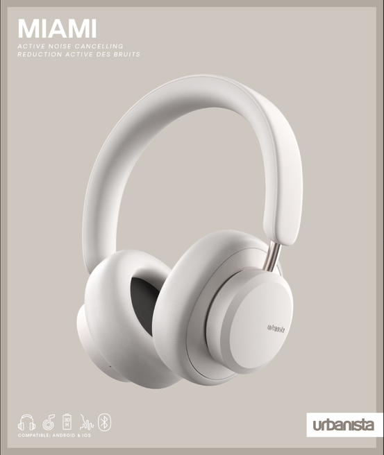Urbanista - Miami White Pearl trådløse ANC hovedtelefoner