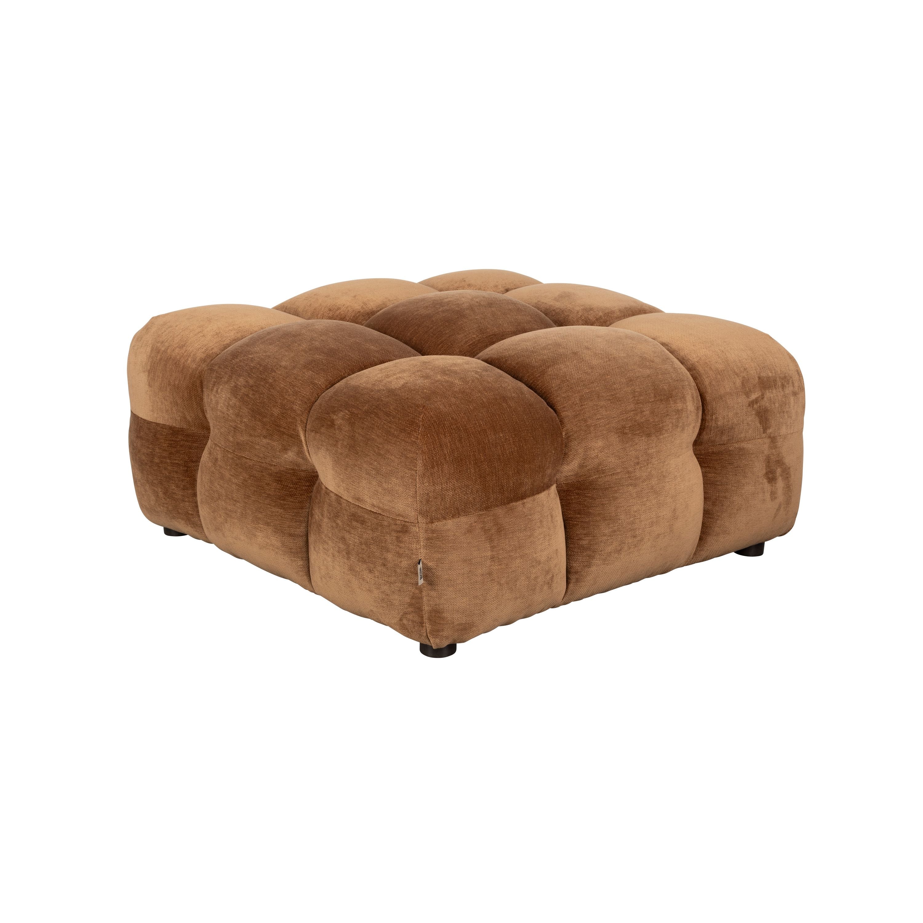 Dutchbone Hackman Hocker Velours Cognac Bruin