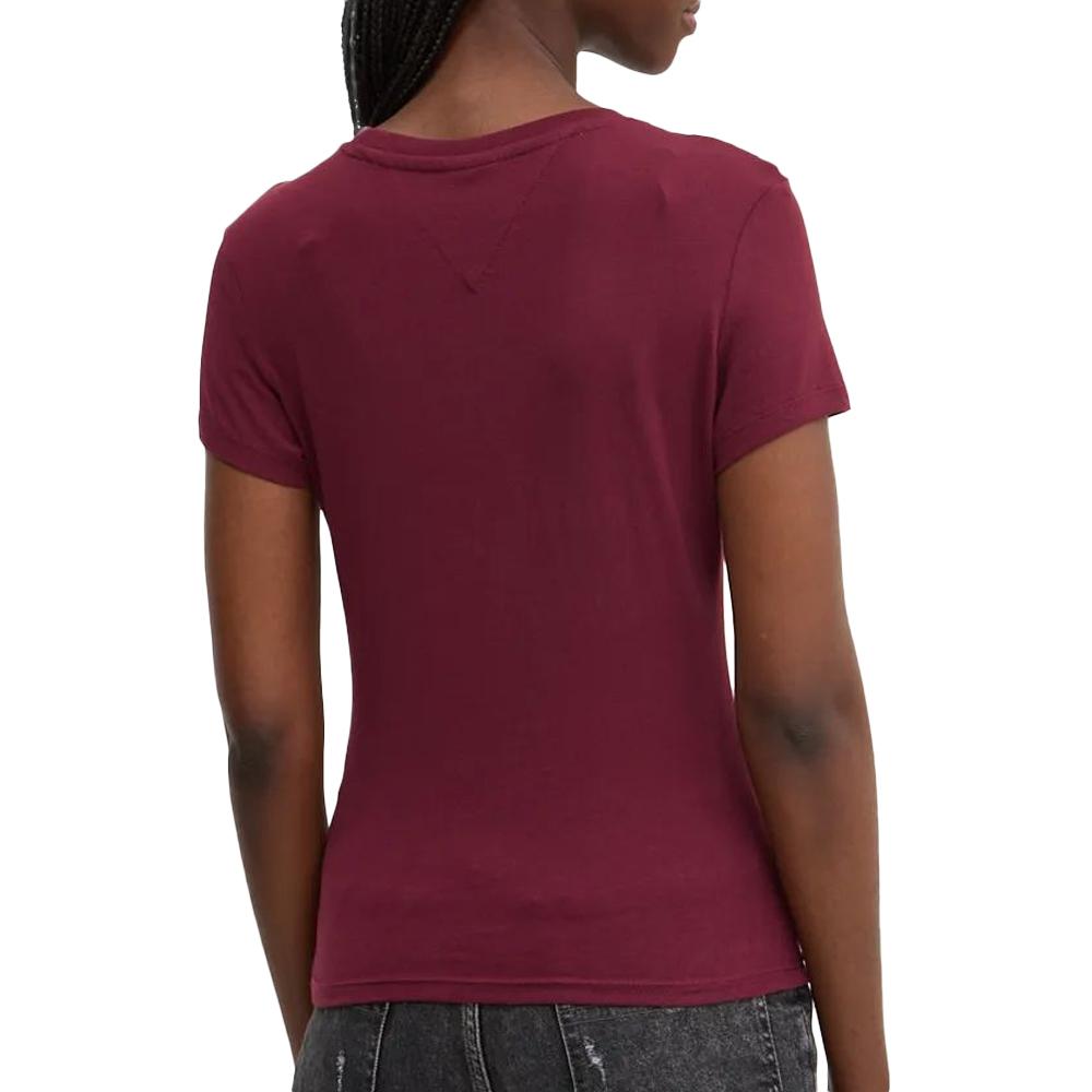 Tommy Hilfiger T-shirt Bordeaux Femme Tommy Hilfiger Slim Linear