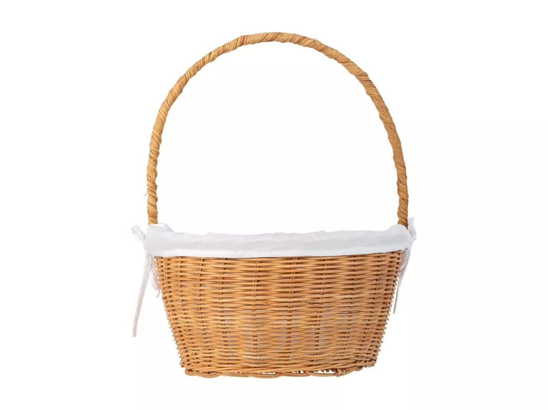 Panier rond en osier avec doublure marron 28x28x15-33h