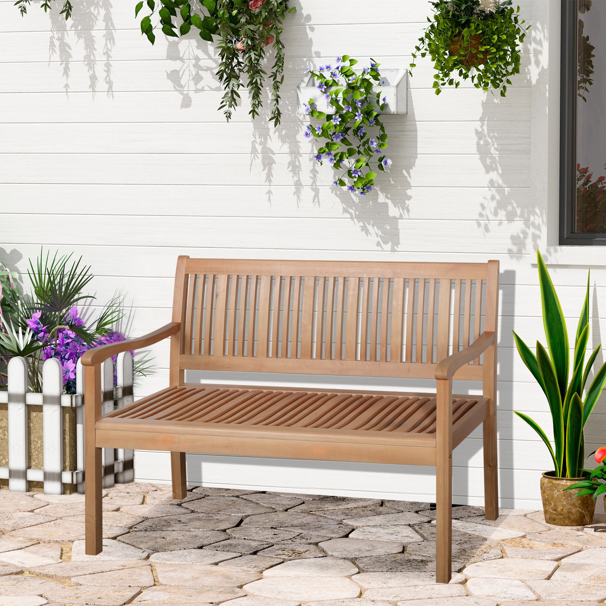Outsunny Gartenbank mit 2-Sitzer gelb 126,8B x 62T x 91,3H cm