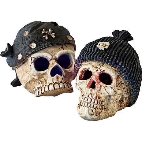 Halloween kranie med LED-lys 11x12 cm - flere varianter- assorteret