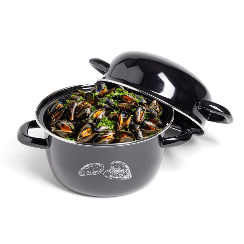 Marmite à moules avec couvercle Ø20,5cm acier noir