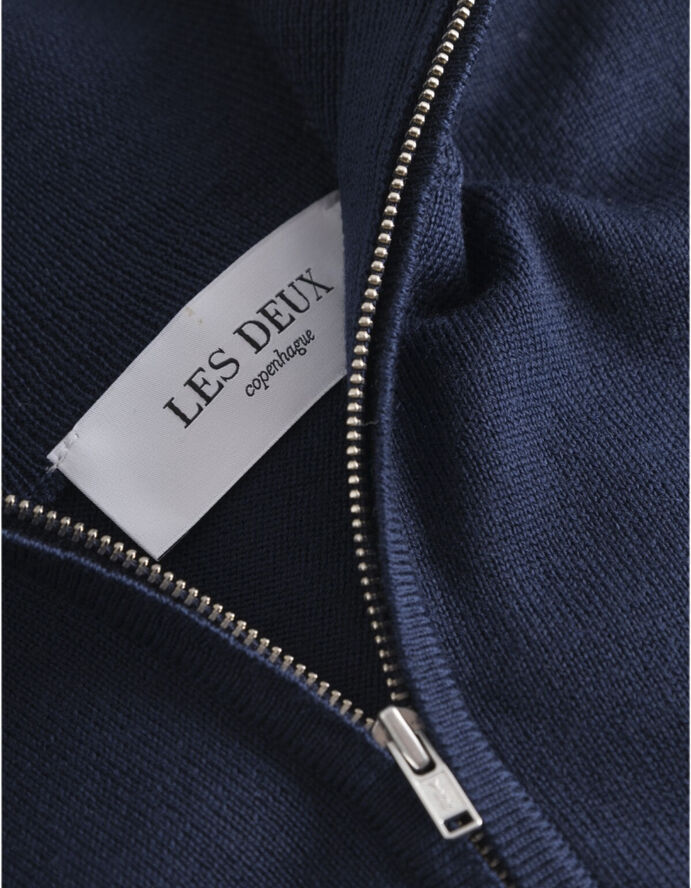 Les Deux Greyson Half-Zip Merino Knit Navy