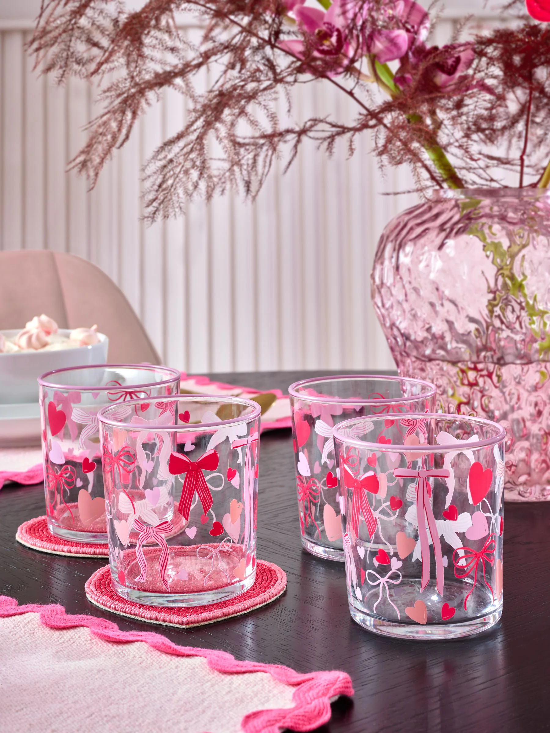 Set van 4 Hart en Strik Tumblerglazen