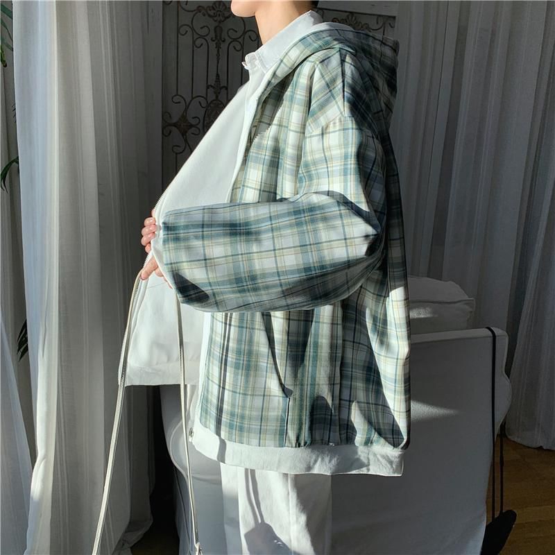GRAYCIOUS - Omkeerbare geruite hoodie met rits
