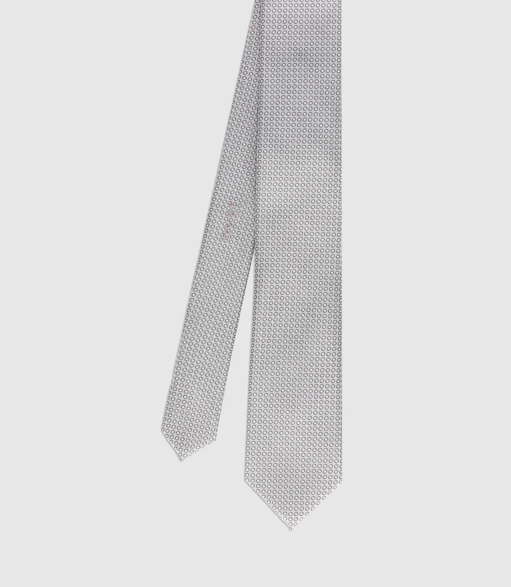 Cravate en soie à motifs gris