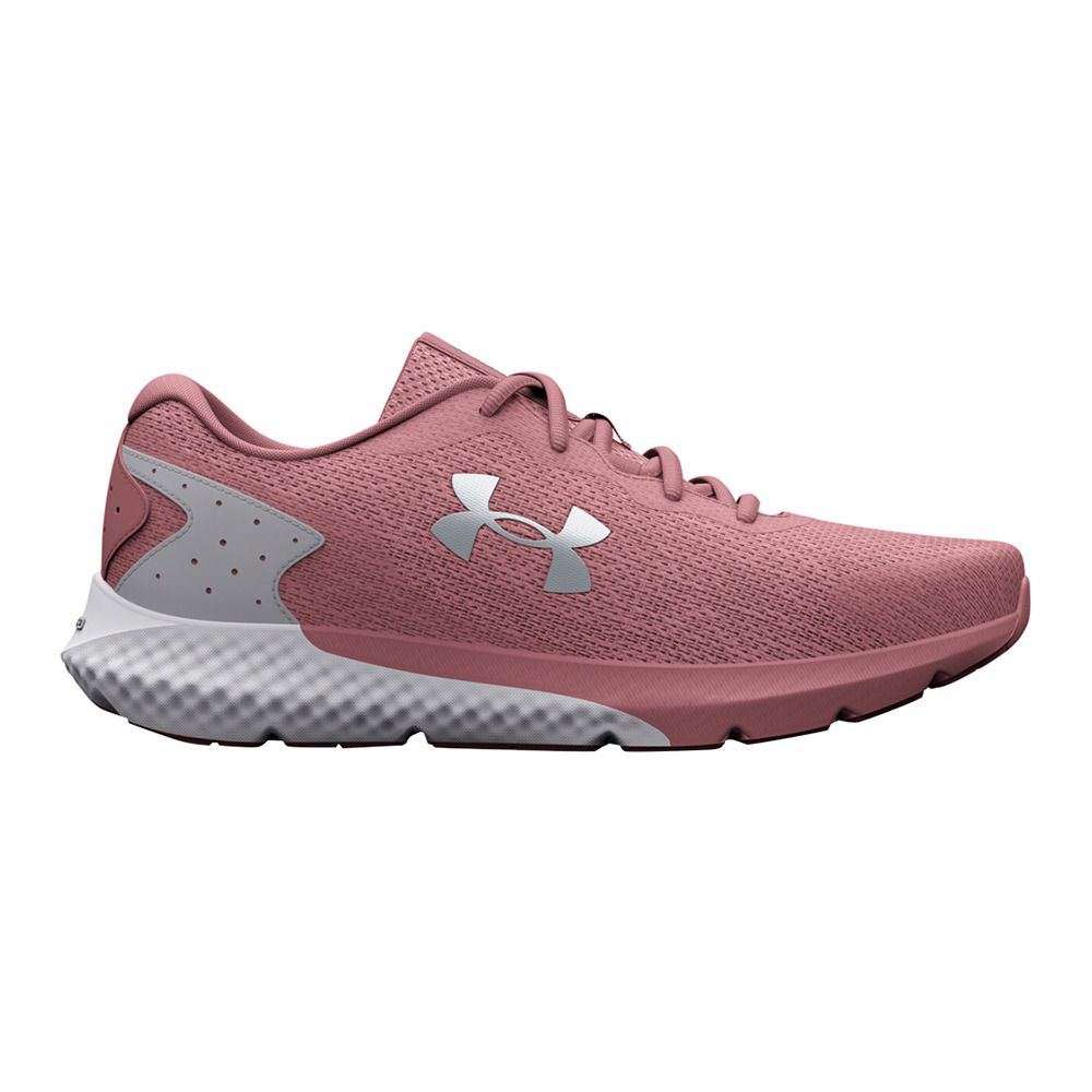 Under Armour UA W CHARGED ROGUE 3 KNIT - Chaussures running Femme pink elixir/white/metallic silver
