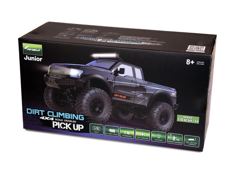 Amewi Scale Crawler Dirt Climbing PickUp 4WD, Schwarz 1:10, Geländegängiger 4x4 Pickup-Truck für Einsteiger