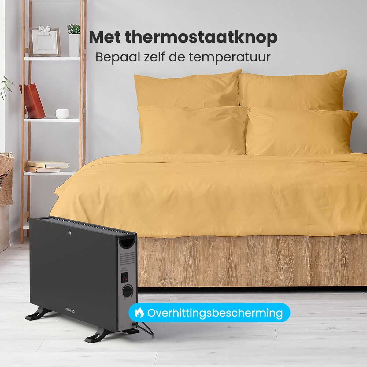 Auronic 2000 watt convectorkachel met ventilator - Black