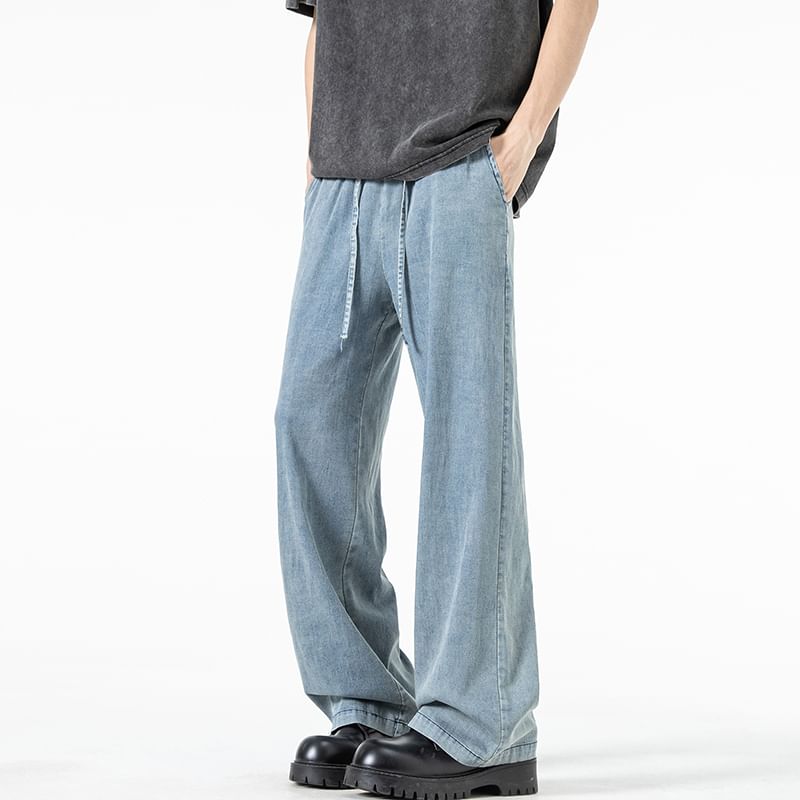 Priam - High Waist Washed Wide Leg Jeans