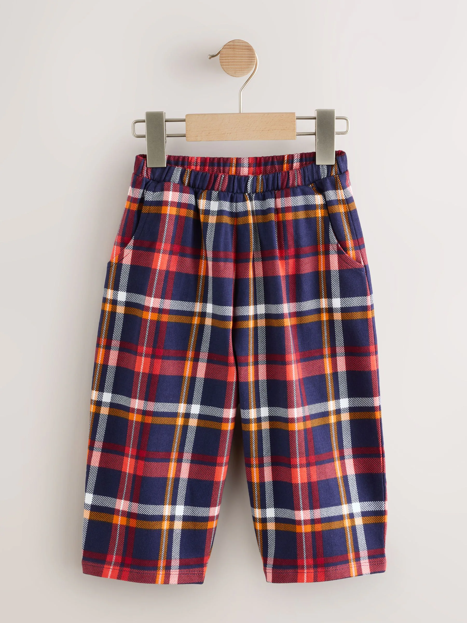 Marineblauw geruit - Broek met wijde kortere pijpen (3mnd -7jr)