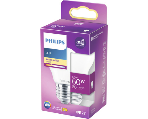 LED druppellamp P45 mat E27/6,5W (60W) 806 lm 2700K warm wit