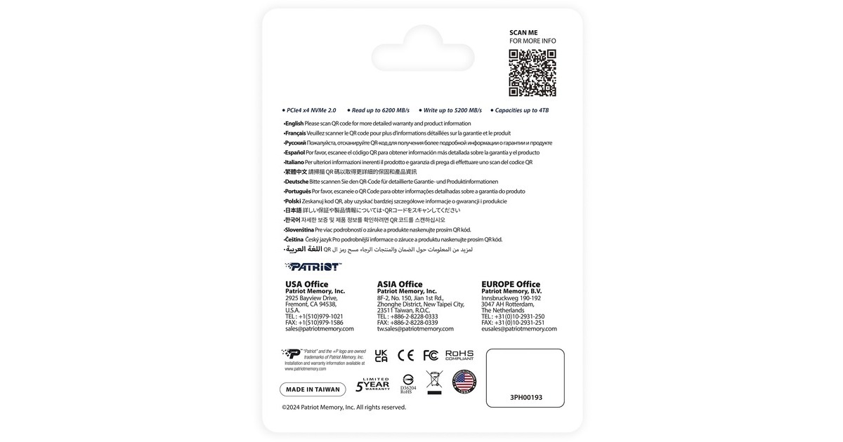 PatriotP400 V4 4 TB SSD  (P400VP4TBM28H, PCIe 4.0 x4, NVMe 2.0, M.2 2280)