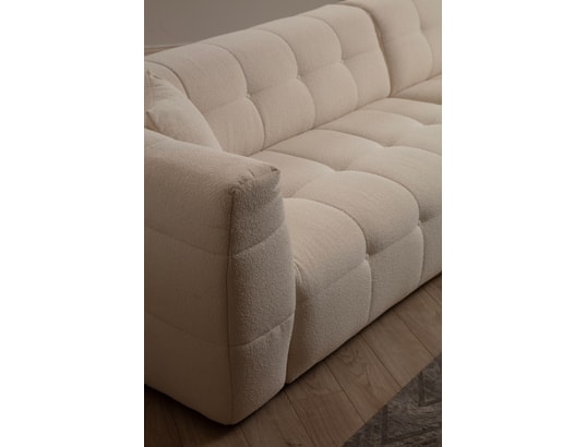 CONCEPT1 - Canapé tissu Cady 3 places angle droit beige 300 x 100 x h72
