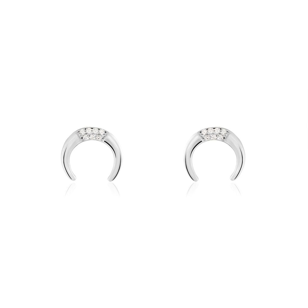 Boucles D'oreilles Puces Argent Blanc Athubodua Oxydes De Zirconium