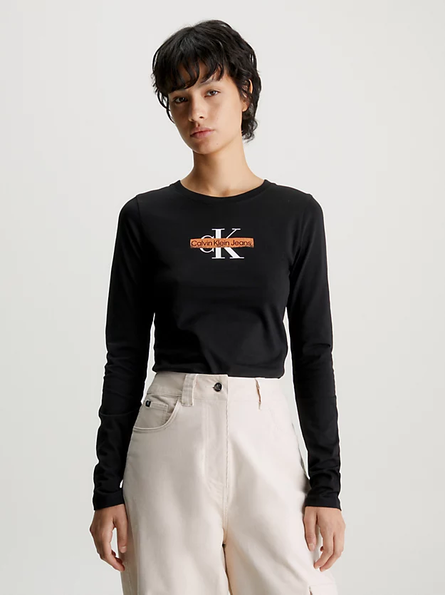 Camiseta de manga comprida com logotipo