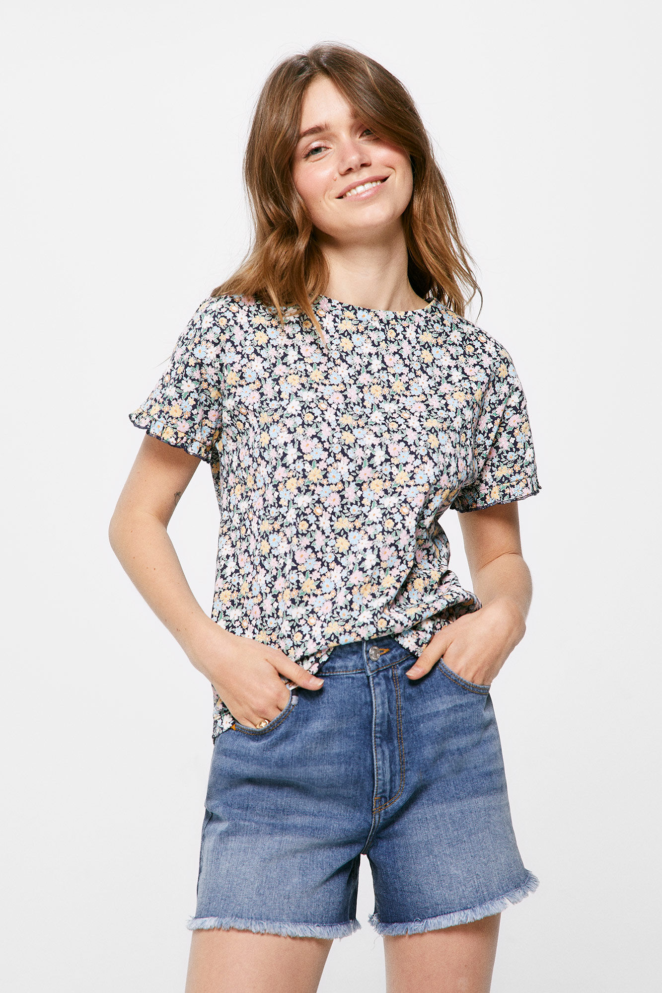 Camiseta Fantasy Sleeve Print - azul marinho