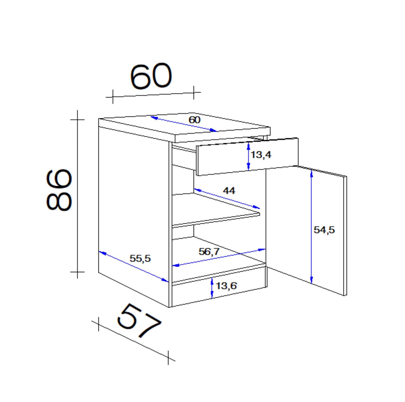 Unterschrank NEO US 60 60 x 86 x 57 cm weiß