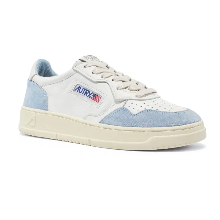 Autry Baskets Medalist Low Cuir de Chèvre/Suede | Bleu ciel