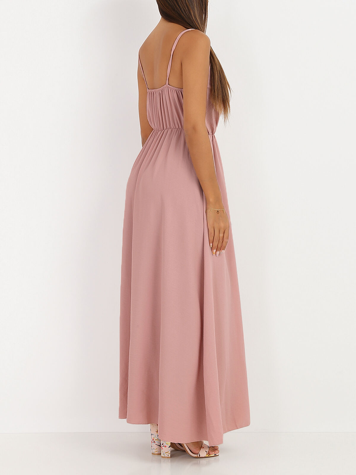 Robe longue portefeuille- Vieux rose