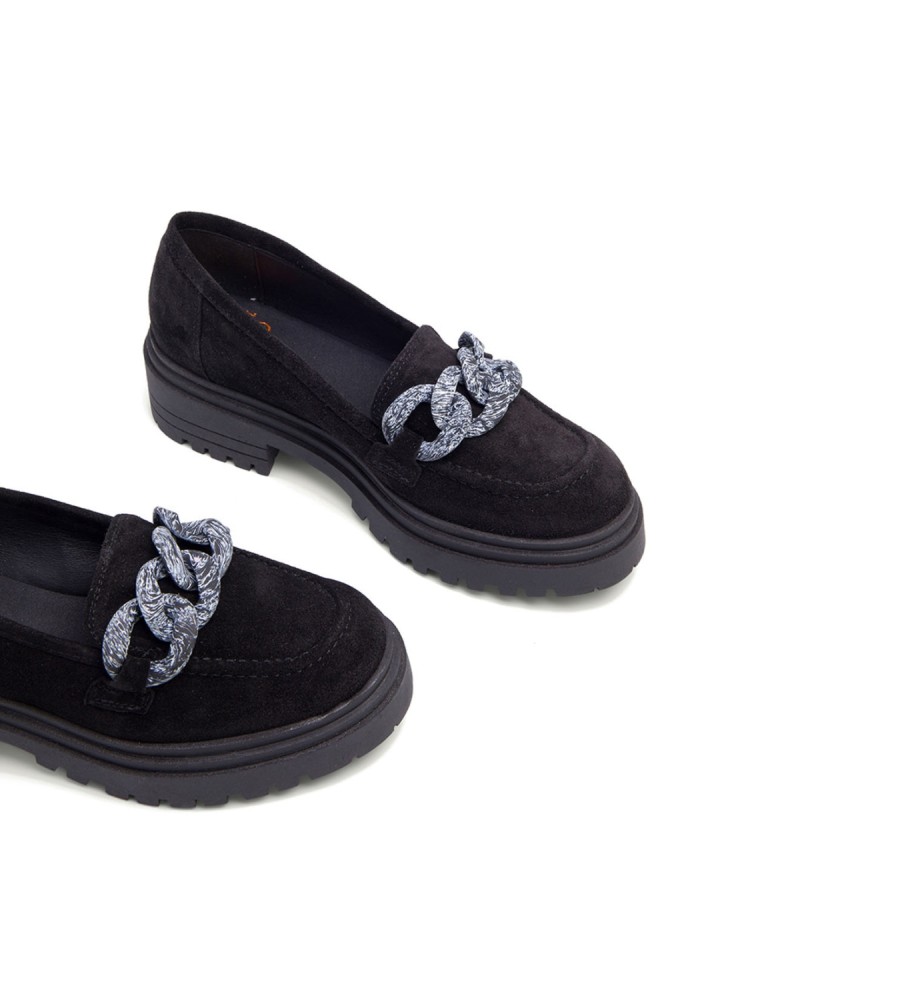Mocassins Porronet Saiko em couro preto - Salto de 5 cm -