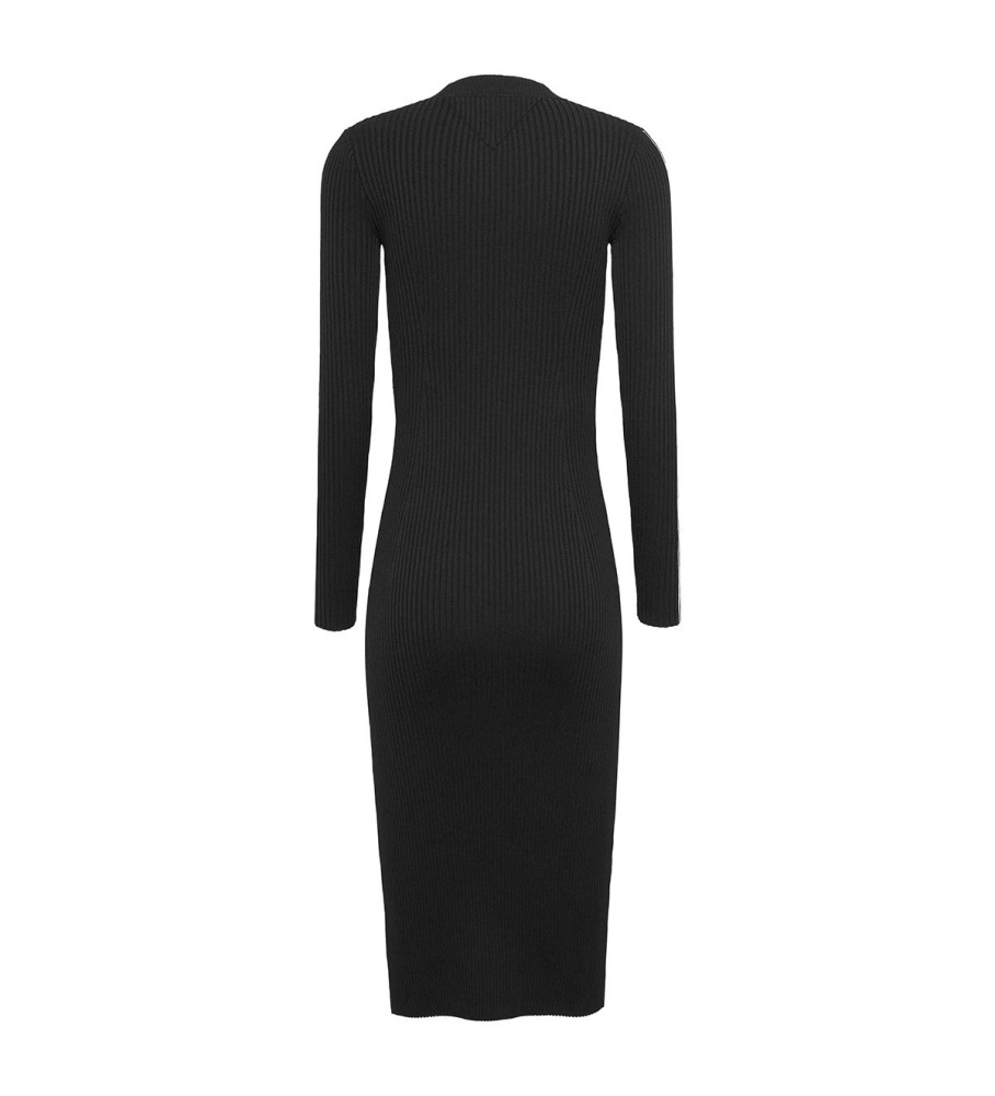 Vestido canelado preto Tommy Jeans