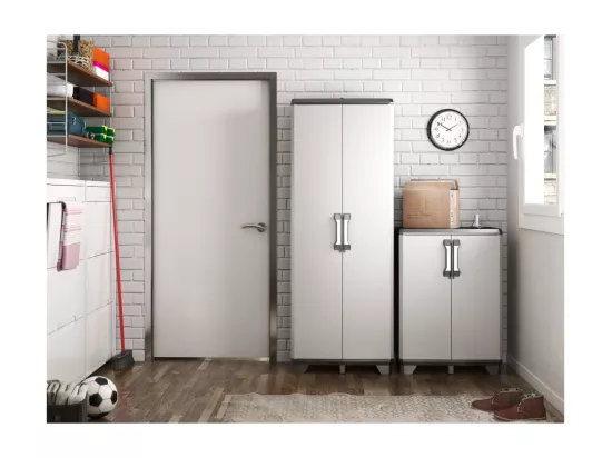 Armoire de rangement avec étagères Gear Noir et gris 182 cm