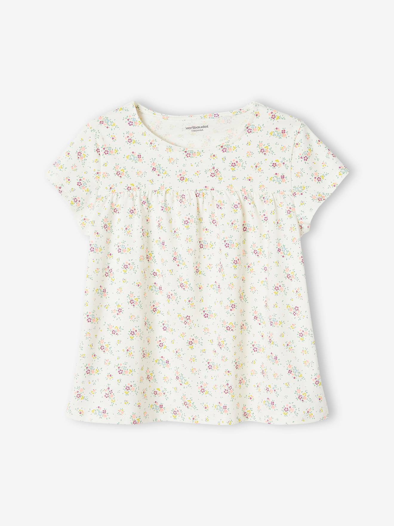 Blusa estilo camiseta floral azul claro para meninas