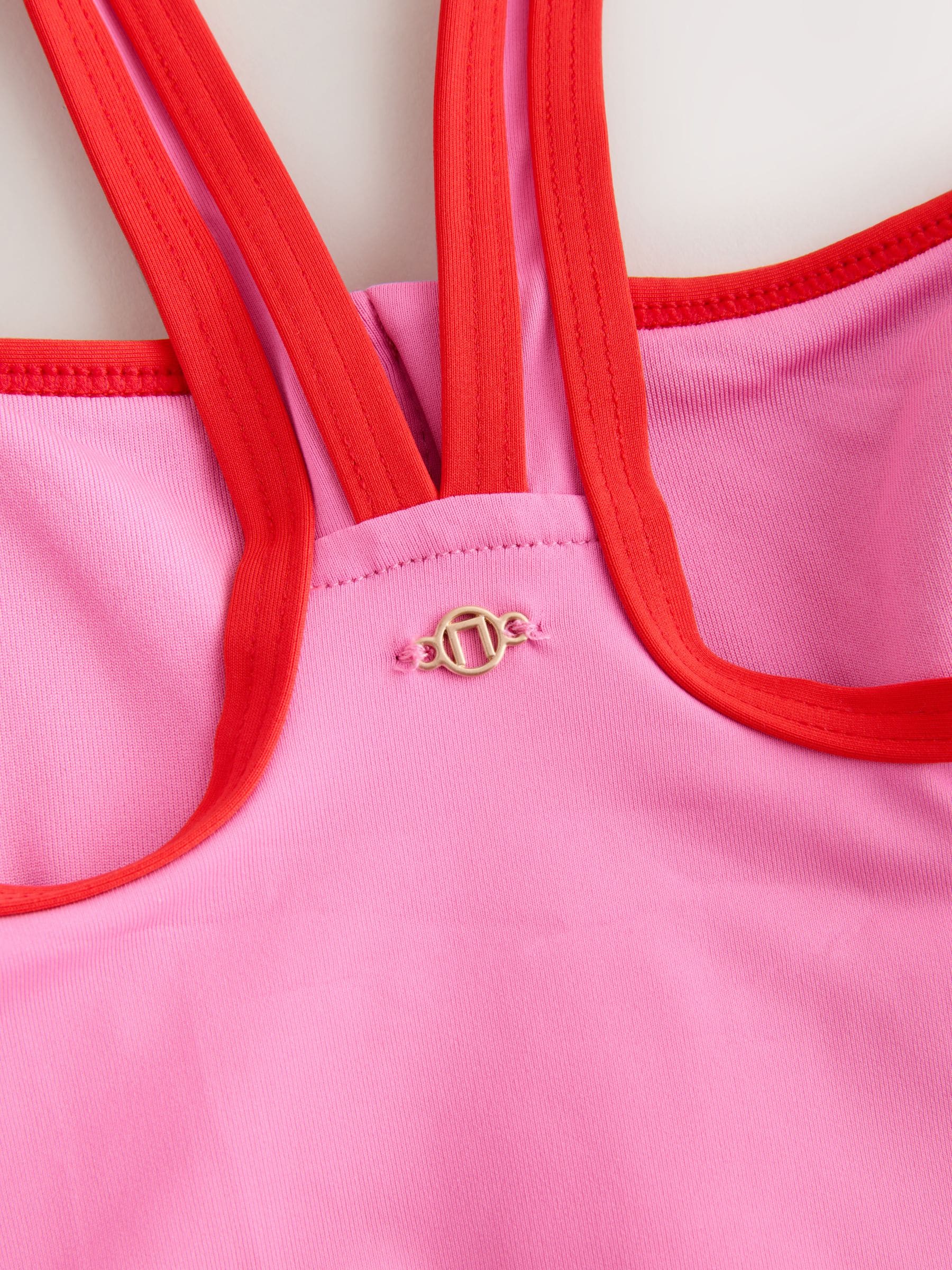 Roze/rood - Badpak met buikcorrectie en ritssluiting