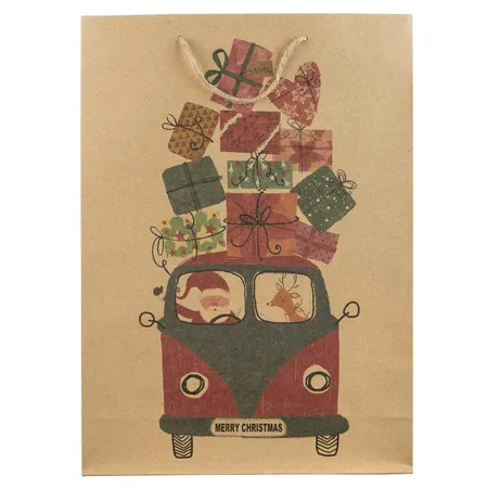 Idena Geschenktasche Merry Christmas Bus, Bunt