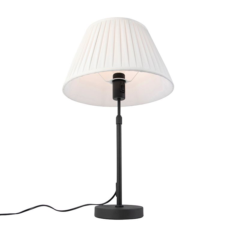 Tafellamp zwart met plisse kap crème 35 cm verstelbaar - Parte