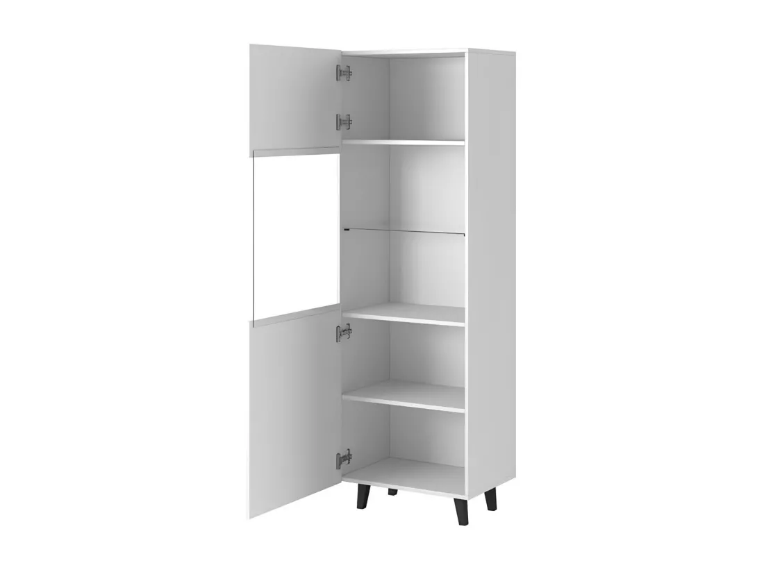 Vitrine design blanc mat rainuré 2 niches Gustave