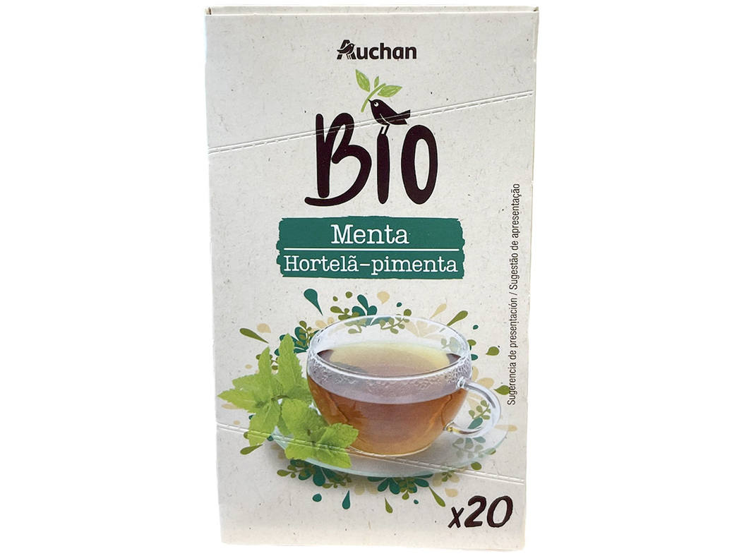 INFUSÃO AUCHAN BIO HORTELÃ-PIMENTA 20 SAQUETAS