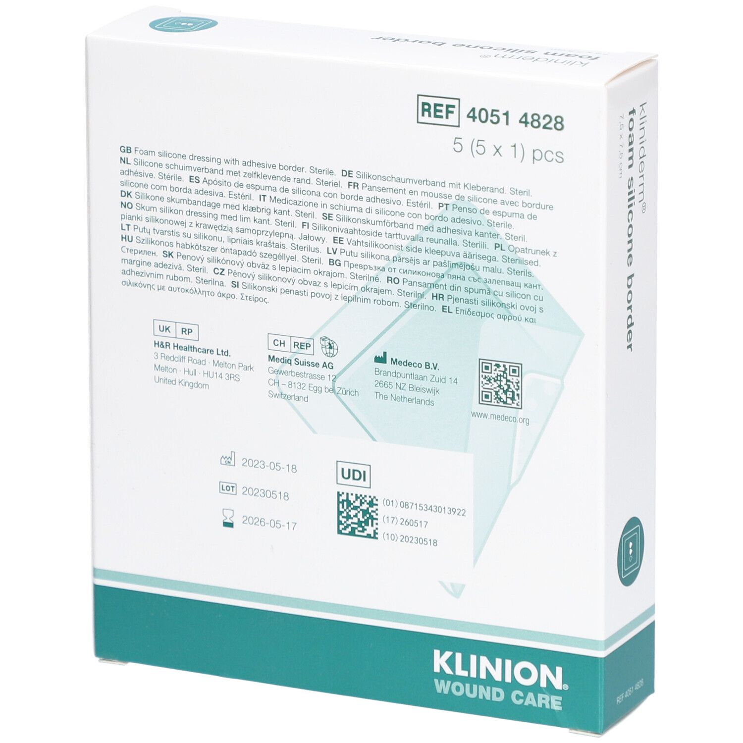 Kliniderm Foam Silicone Lite Schaumverband mit Rand 7,5x7,5cm