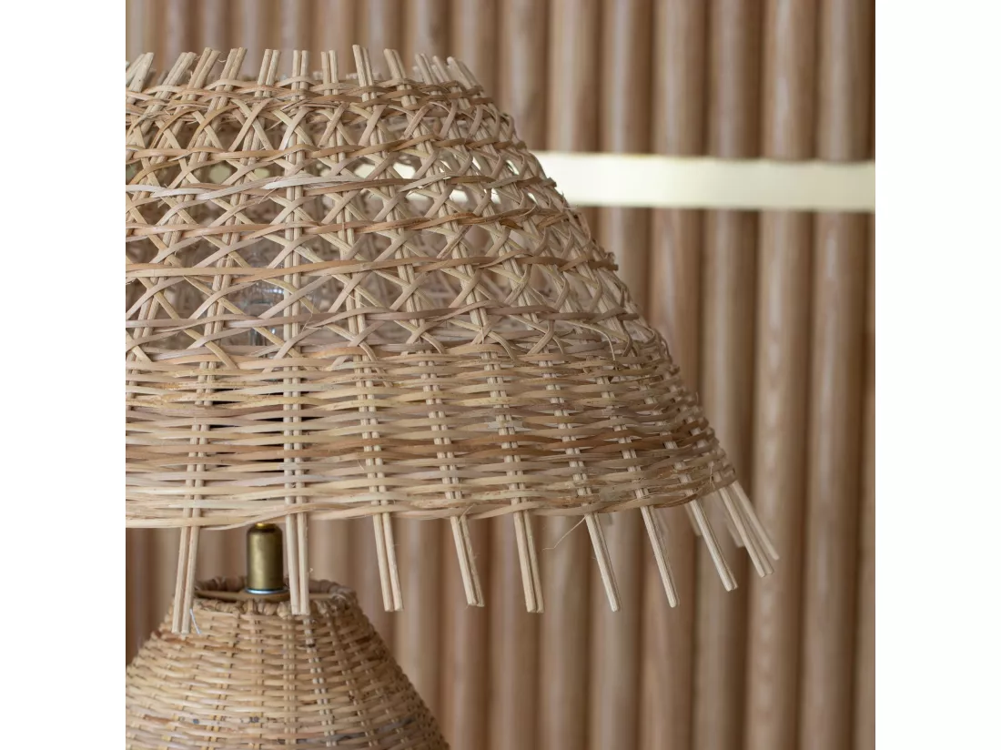 Now's Home - Lampe A Poser En Rotin Naturel Tresse Main Diam 40xht44cm Joyce