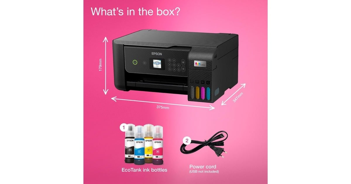 EpsonEcoTank ET-2875 A4 multifunctionele Wi-Fi-printer met inkttank all-in-one inkjetprinter  (Zwart, Scannen, Kopiëren, Wi-Fi, inclusief tot 3 jaar inkt)