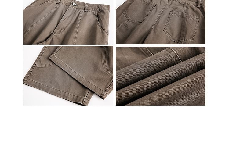 Omozando - Mid Rise Plain Wide Leg Pants