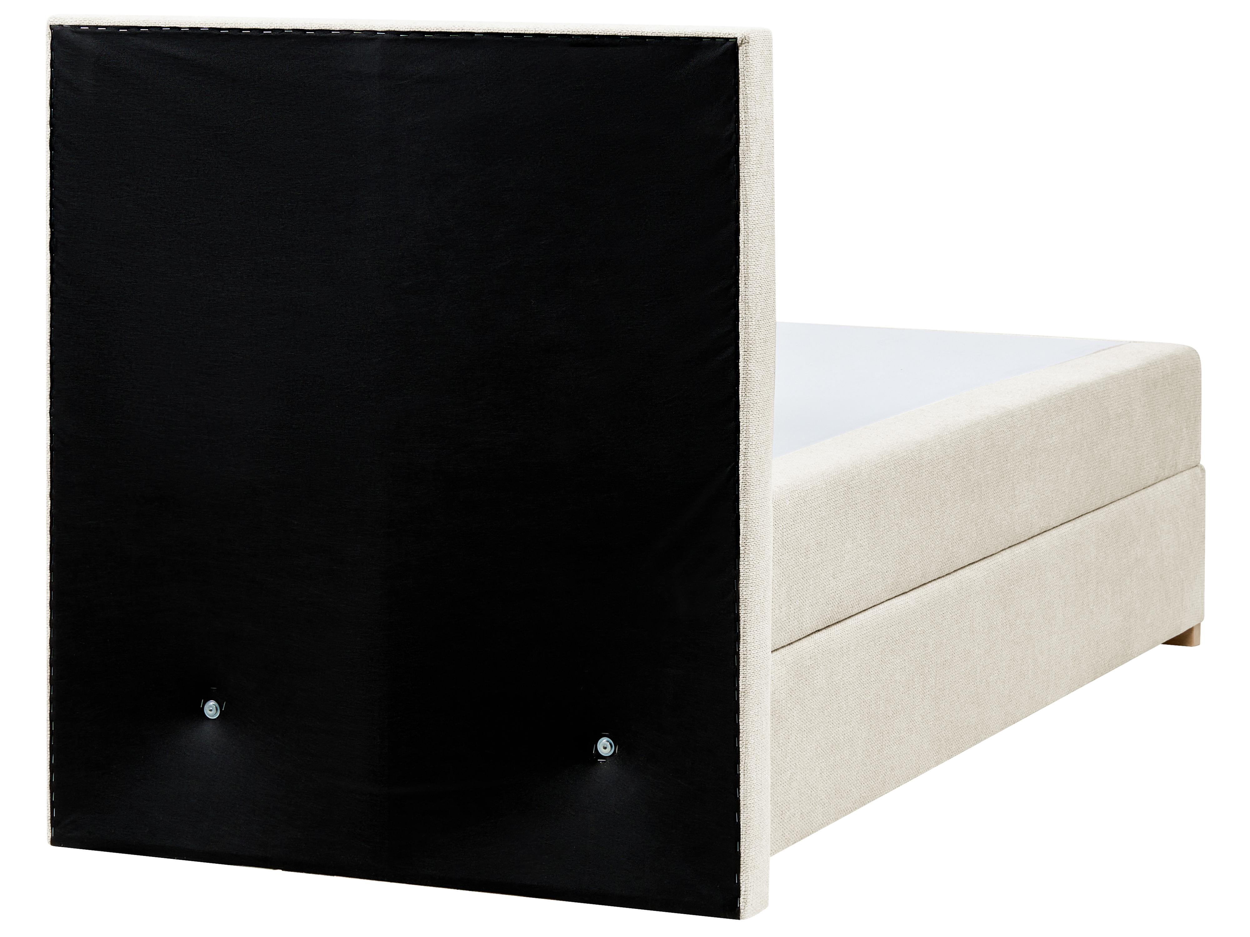 Boxspring met opbergruimte Stof MAJOR 90 x 200 cm Lichtbeige