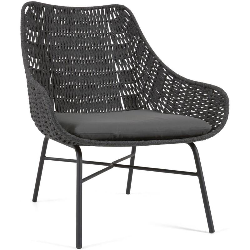 Fauteuil Abeli - corde - pied acier noir