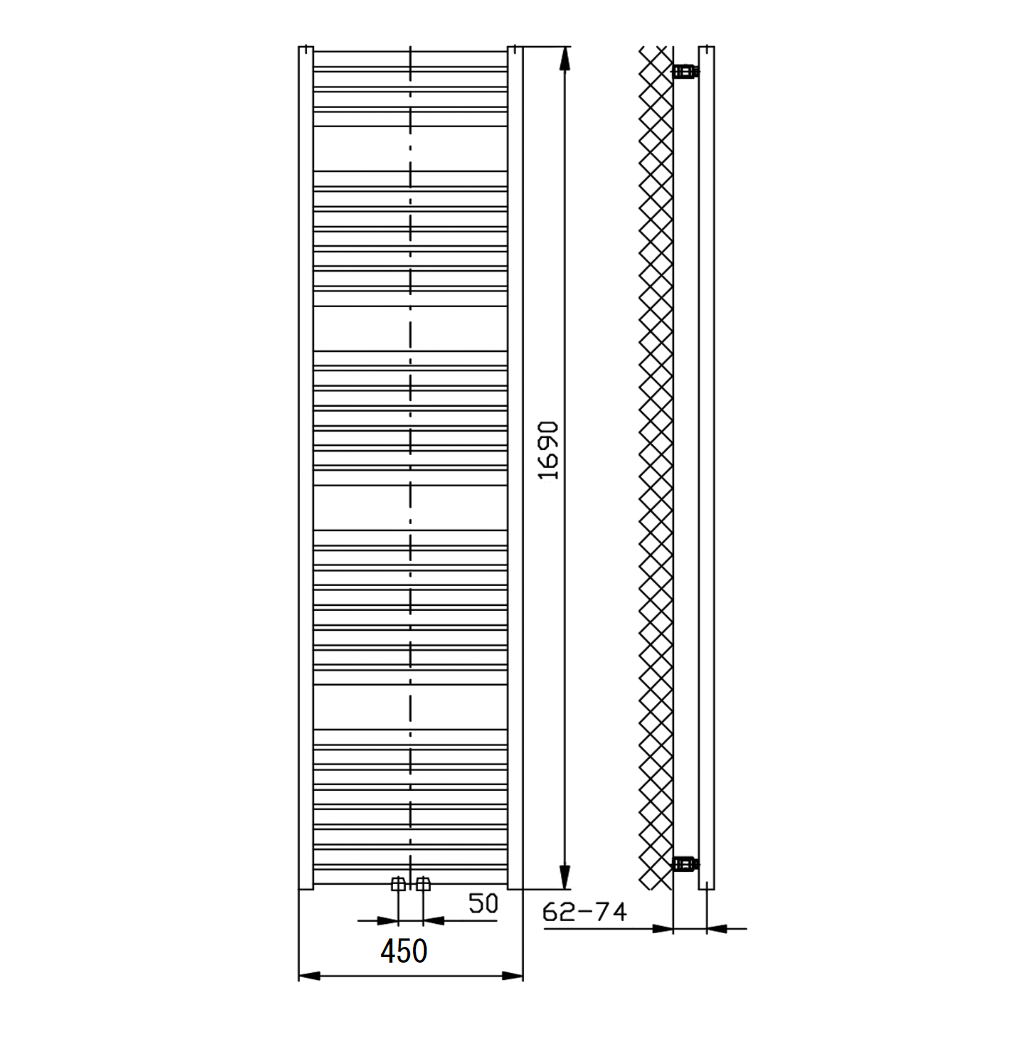 Sapho Tondi verwarmingsradiator zwart mat 169x45cm 716W