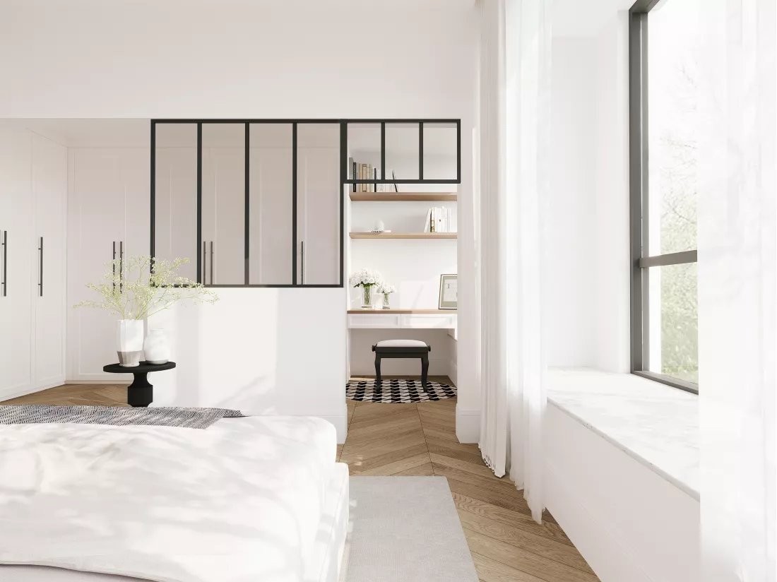 Verrière atelier avec imposte en aluminium thermolaqué - L120 x H105 + L73 x H40 cm - Noir - BAYVIEW